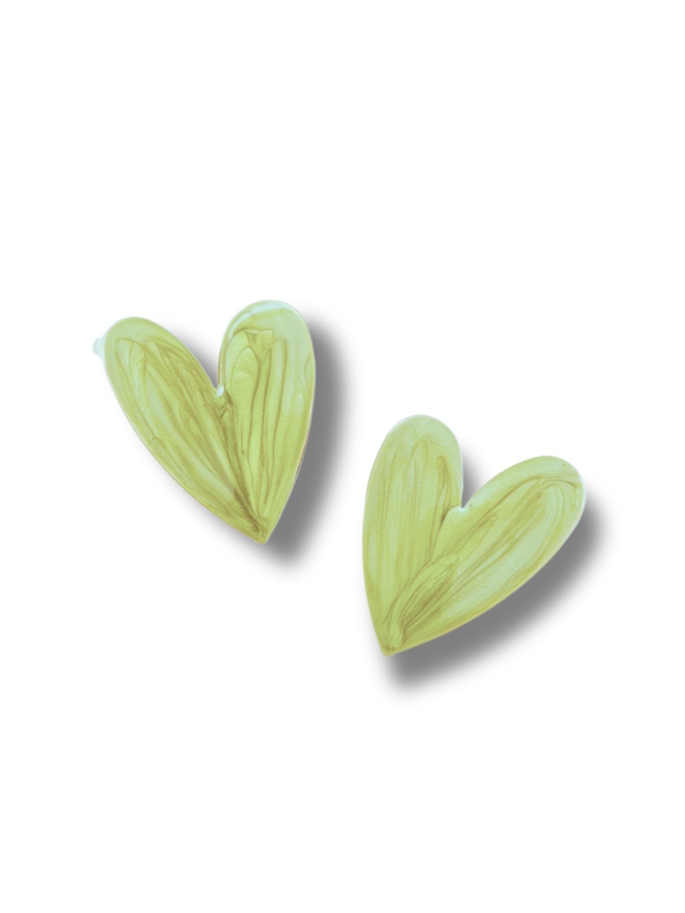 Green Heart Statement Earrings